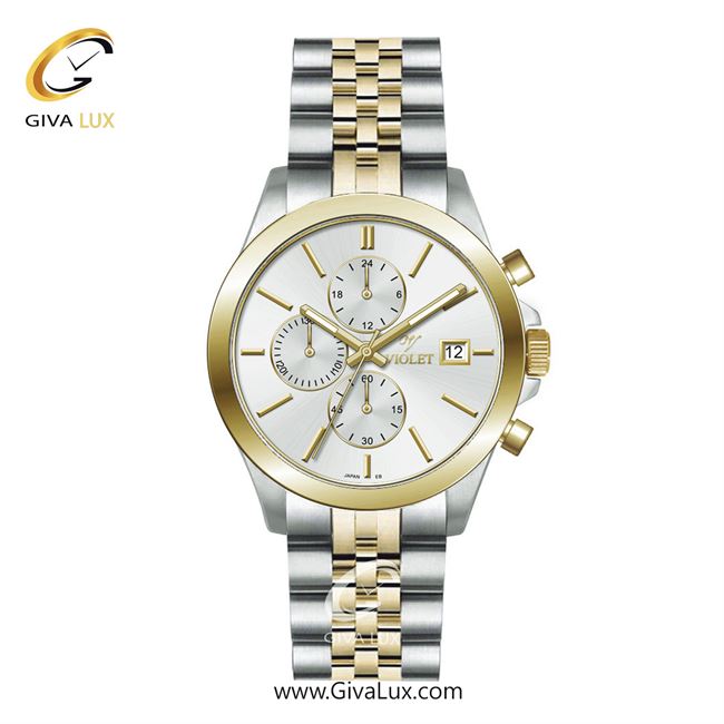 ساعت مچی اورجینال مردانه ویولت VIOLET سه موتوره کرنوگراف نقره ای-طلایی | طلایی-نقره ای| نقره ای| کد رفرنس 0566/2